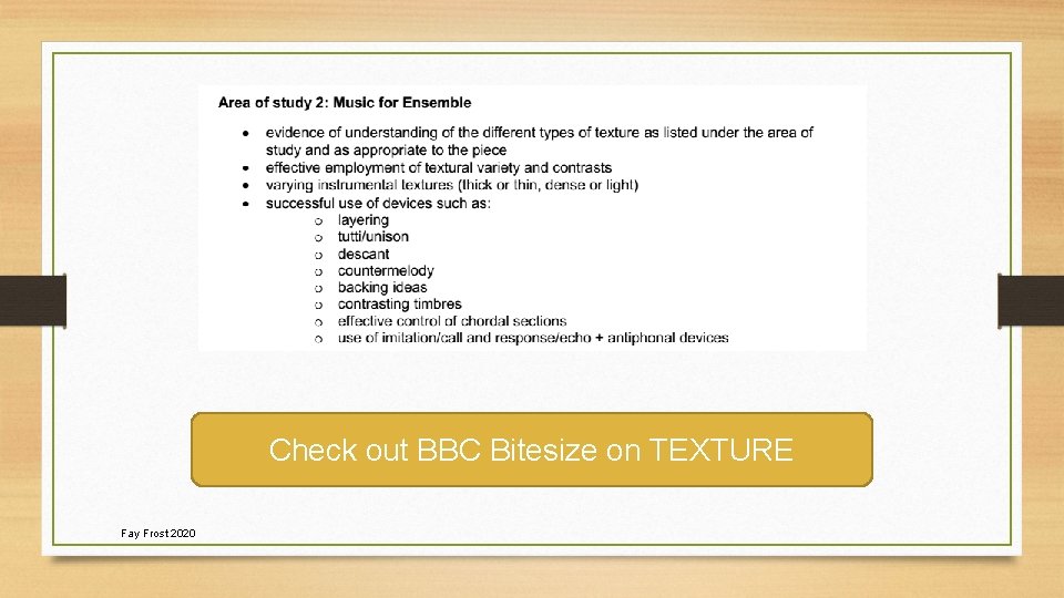 Check out BBC Bitesize on TEXTURE Fay Frost 2020 