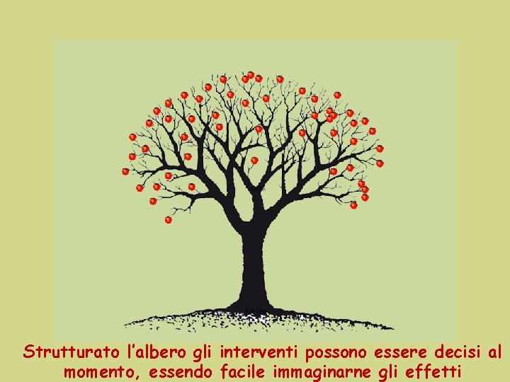 Strutturato l’albero gli interventi possono essere decisi al momento, essendo facile immaginarne gli effetti