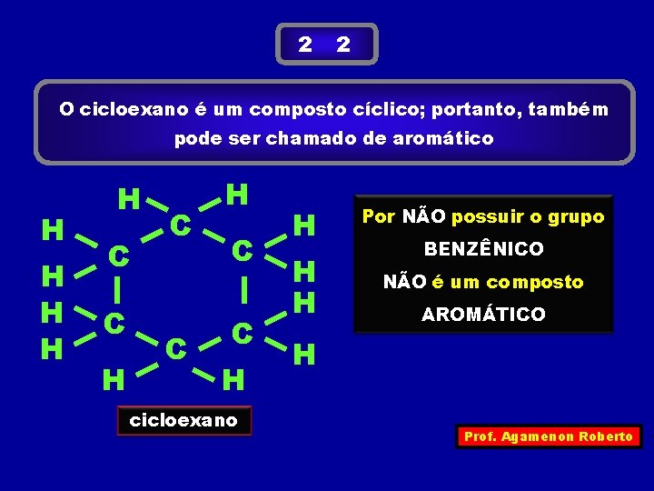 2 2 O cicloexano é um composto cíclico; portanto, também pode ser chamado de