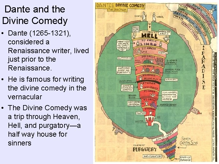 Dante and the Divine Comedy • Dante (1265 -1321), considered a Renaissance writer, lived Dante and the Divine Comedy • Dante (1265 -1321), considered a Renaissance writer, lived