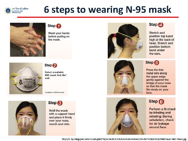 6 steps to wearing N-95 mask http: //1. bp. blogspot. com/-s. LU 8 uj.