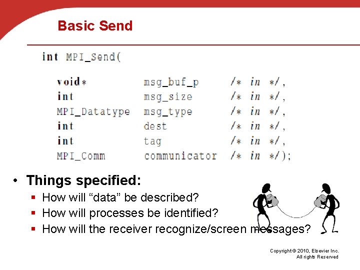 Basic Send • Things specified: § How will “data” be described? § How will