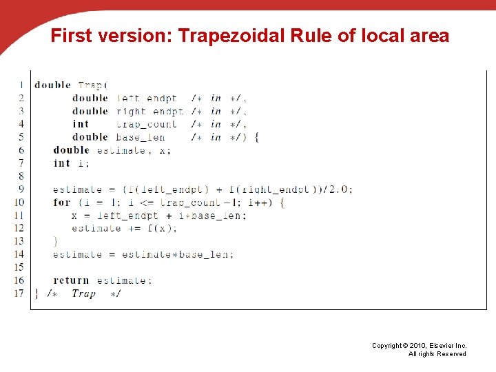 First version: Trapezoidal Rule of local area Copyright © 2010, Elsevier Inc. All rights