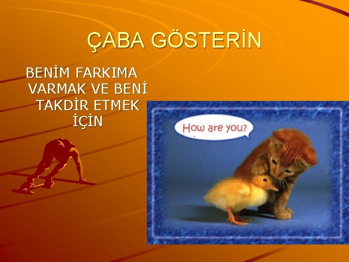 ÇABA GÖSTERİN BENİM FARKIMA VARMAK VE BENİ TAKDİR ETMEK İÇİN 