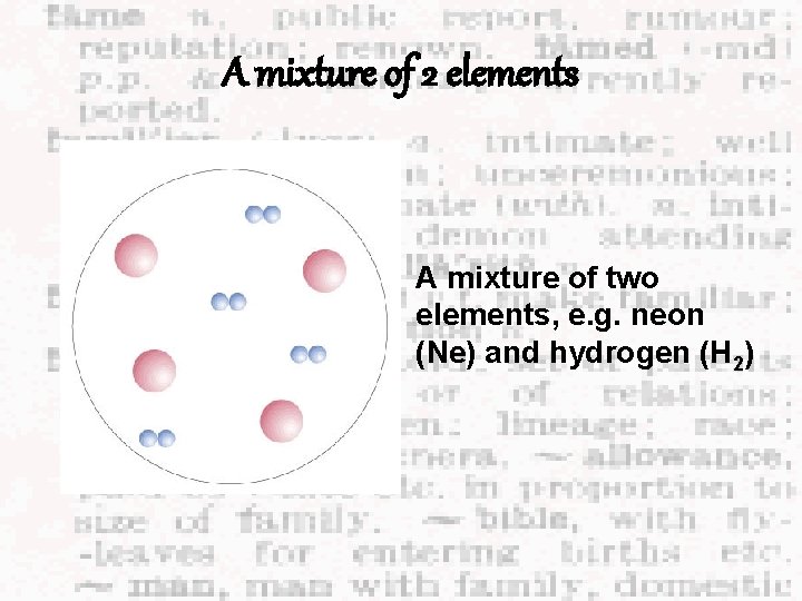 A mixture of 2 elements A mixture of two elements, e. g. neon (Ne)