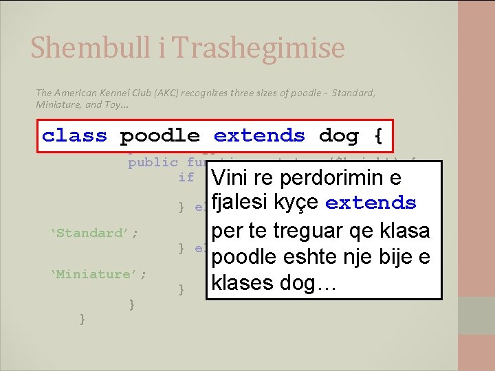 Shembull i Trashegimise The American Kennel Club (AKC) recognizes three sizes of poodle -