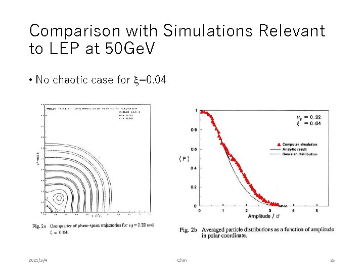 Comparison with Simulations Relevant to LEP at 50 Ge. V • No chaotic case