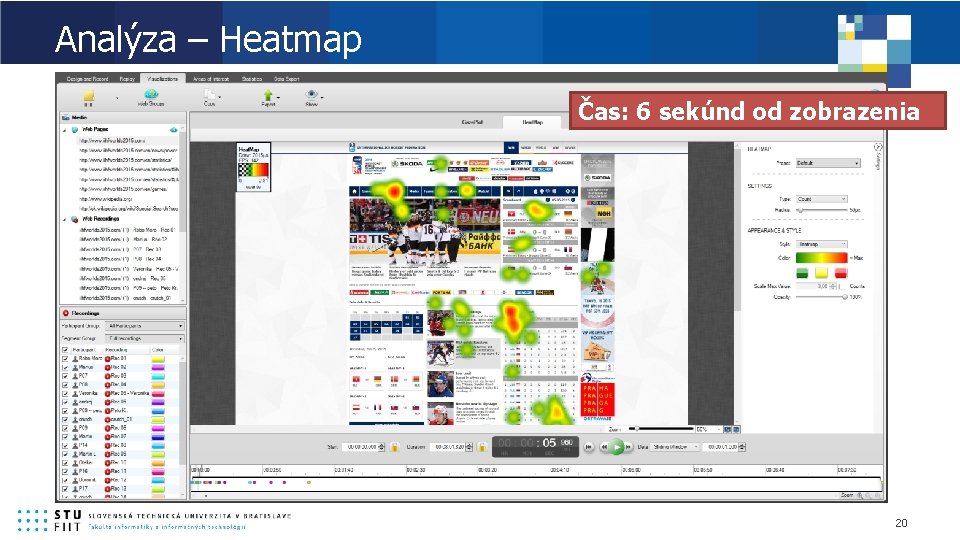 Analýza – Heatmap Čas: 6 sekúnd od zobrazenia 20 