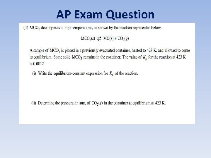 AP Exam Question 