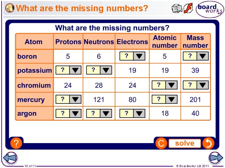 What are the missing numbers? 10 of 11 © Boardworks Ltd 2011 