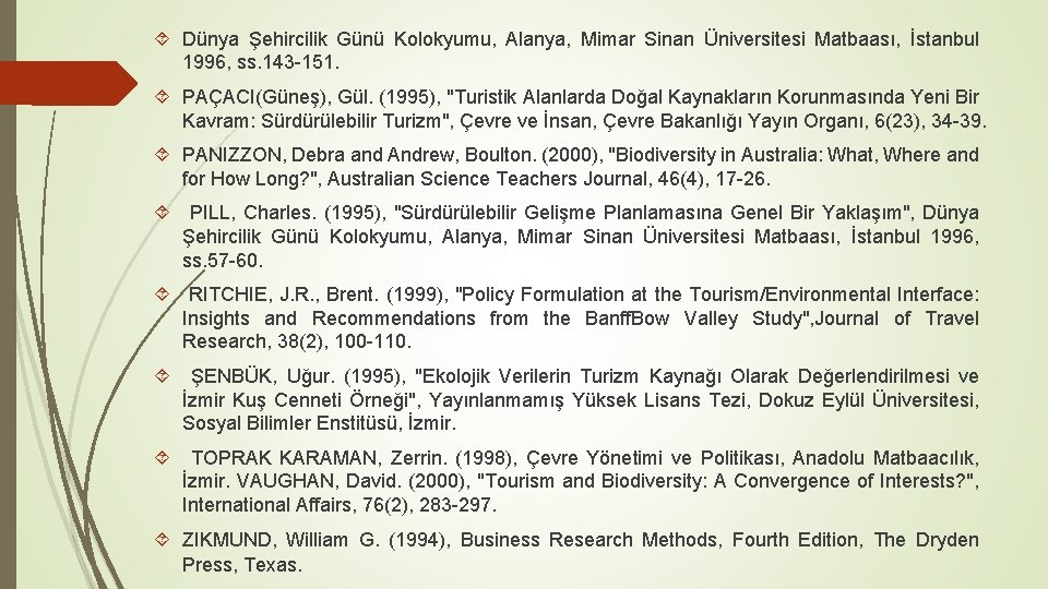  Dünya Şehircilik Günü Kolokyumu, Alanya, Mimar Sinan Üniversitesi Matbaası, İstanbul 1996, ss. 143