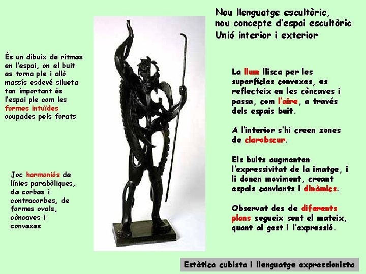 Nou llenguatge escultòric, nou concepte d’espai escultòric Unió interior i exterior És un dibuix