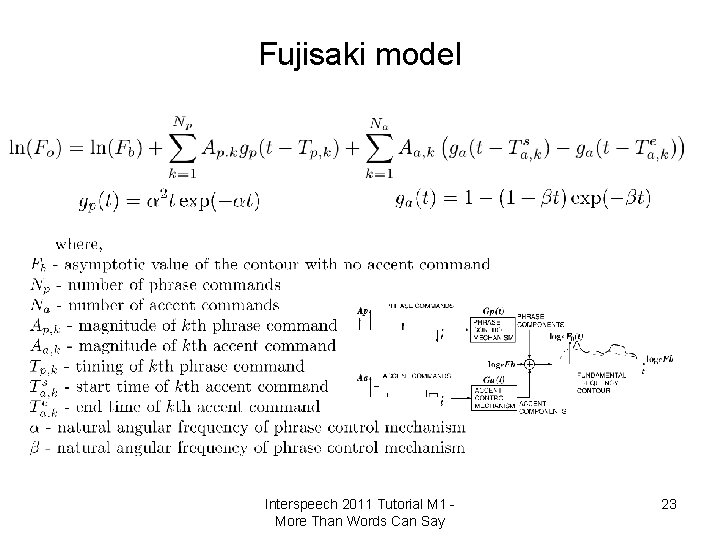 Fujisaki model Interspeech 2011 Tutorial M 1 More Than Words Can Say 23 