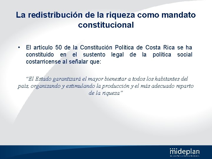 La redistribución de la riqueza como mandato constitucional • El artículo 50 de la