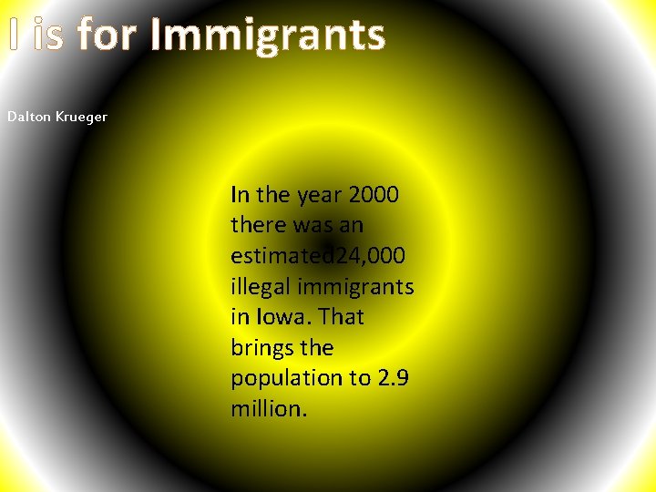 I is for Immigrants Dalton Krueger In the year 2000 there was an estimated