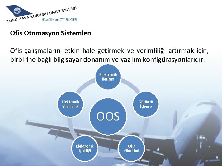 Ofis Otomasyon Sistemleri Ofis çalışmalarını etkin hale getirmek ve verimliliği artırmak için, birbirine bağlı