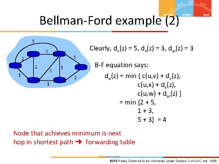 Bellman-Ford example (2) 5 2 u v 2 1 x 3 w 3 1