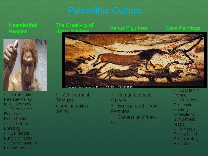 Paleolithic Culture Neanderthal Peoples • Named after Neander Valley In W. Germany • Some