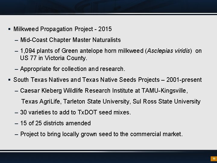 § Milkweed Propagation Project - 2015 – Mid-Coast Chapter Master Naturalists – 1, 094