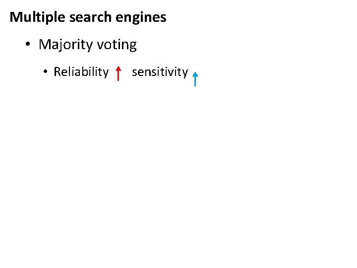 Multiple search engines • Majority voting • Reliability sensitivity 