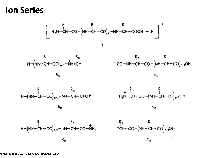 Ion Series Johnson et al. Anal. Chem 1987; 59: 2621 -2625 