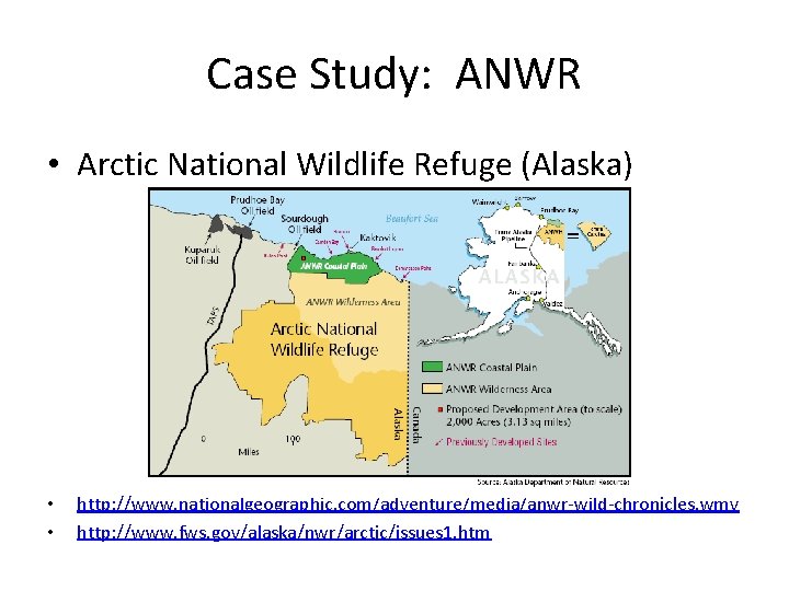 Case Study: ANWR • Arctic National Wildlife Refuge (Alaska) • • http: //www. nationalgeographic.