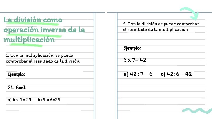 La división como operación inversa de la multiplicación 2. Con la división se puede