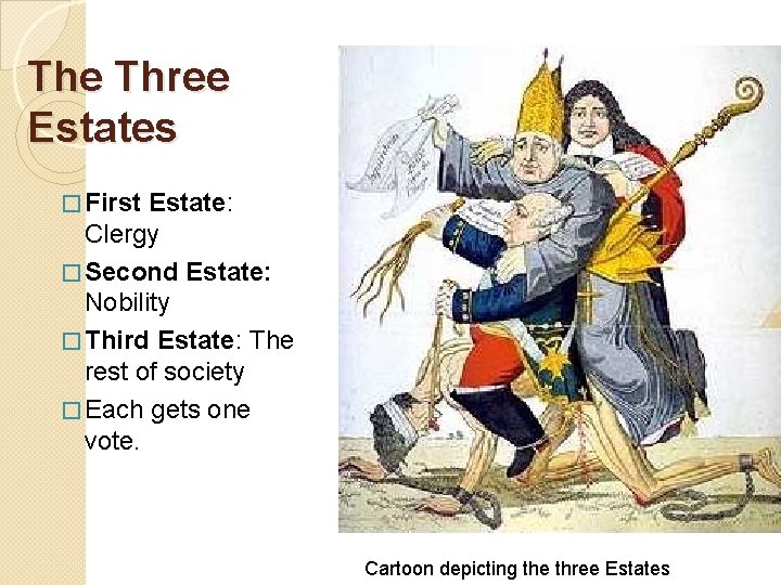 The Three Estates � First Estate: Clergy � Second Estate: Nobility � Third Estate: