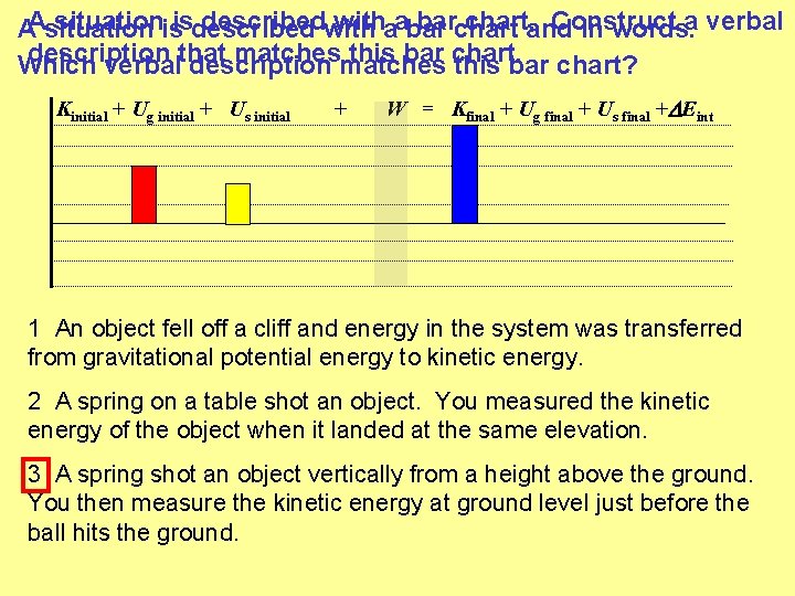 situationisisdescribedwithaabar barchart. and Construct AAsituation in words. a verbal description matches this bar chart.