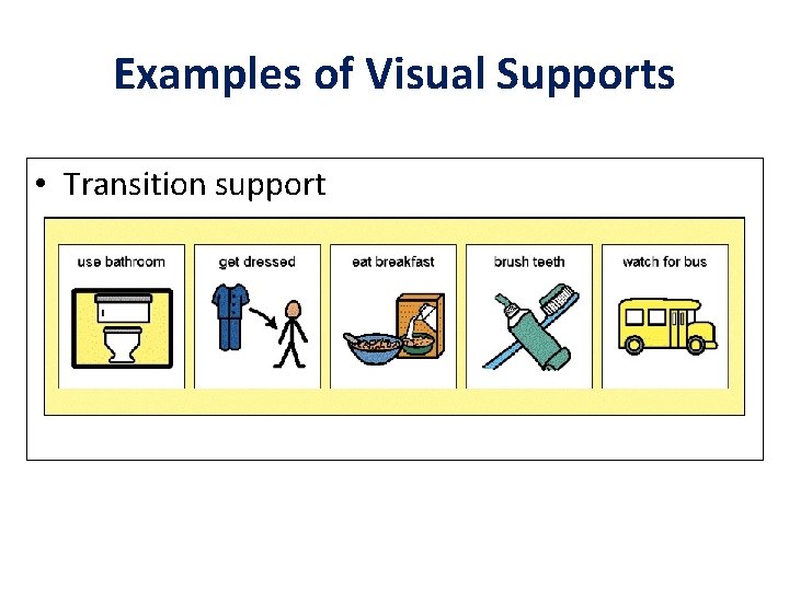 Examples of Visual Supports • Transition support 