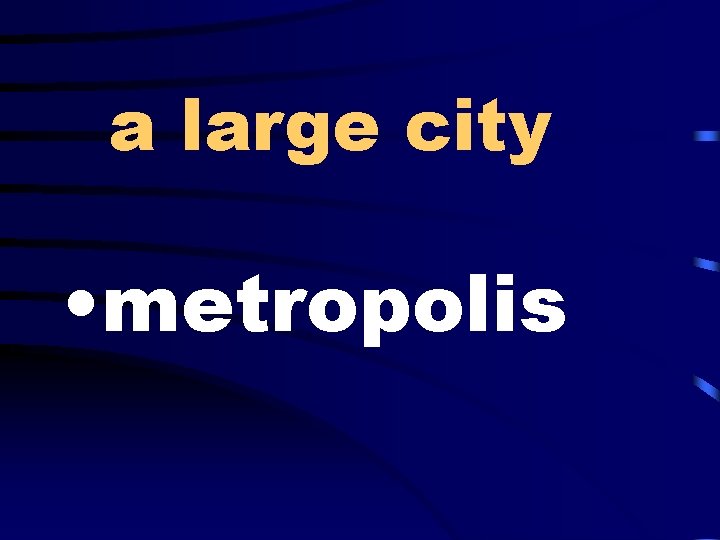 a large city • metropolis 