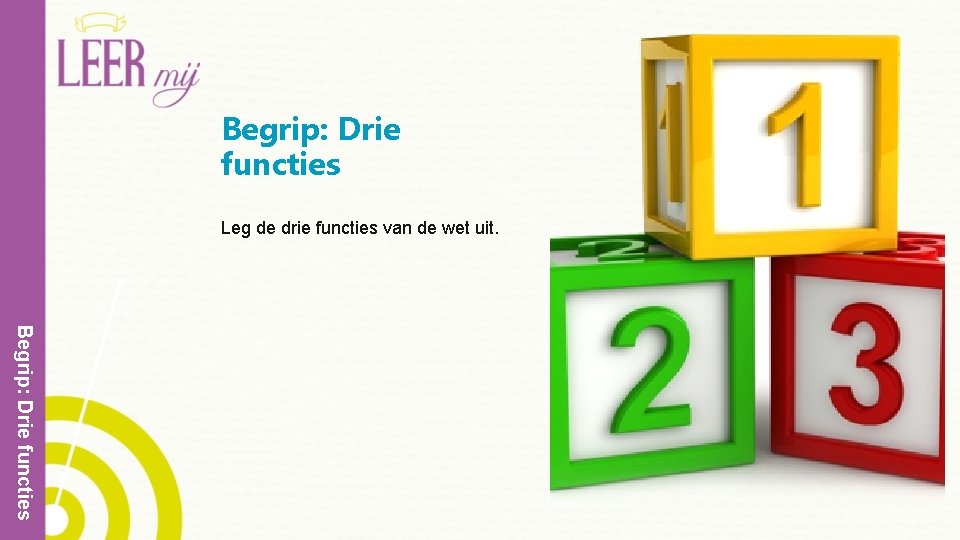 Begrip: Drie functies Leg de drie functies van de wet uit. Begrip: Drie functies