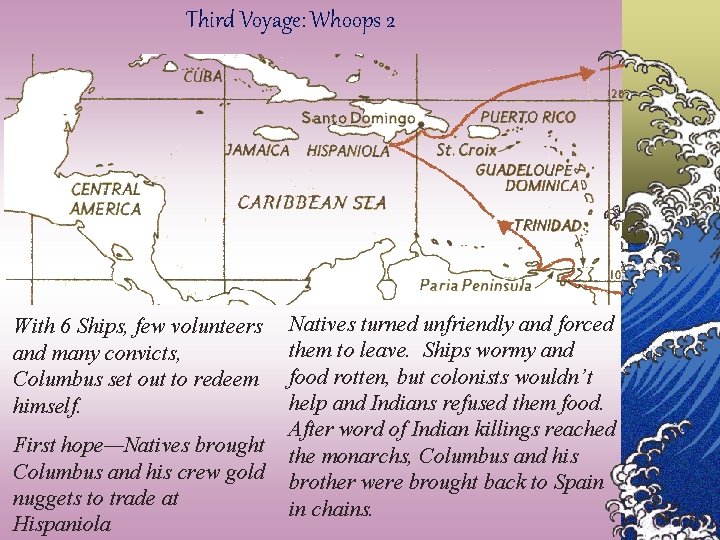 Third Voyage: Whoops 2 With 6 Ships, few volunteers and many convicts, Columbus set