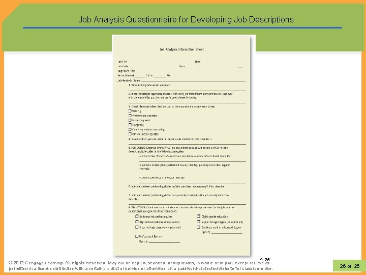 Job Analysis Questionnaire for Developing Job Descriptions Note: Use a questionnaire like this to