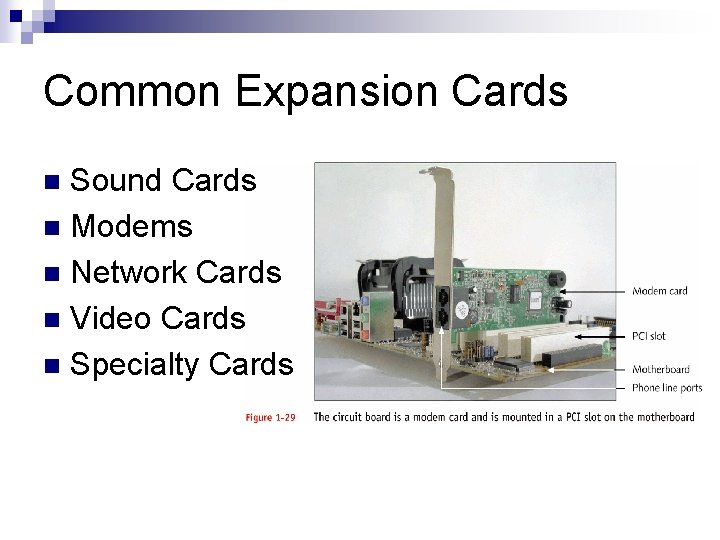 Common Expansion Cards Sound Cards n Modems n Network Cards n Video Cards n