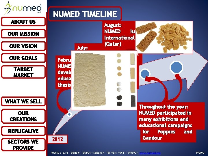 ABOUT US NUMED TIMELINE August: NUMED has its first International representative (Qatar) OUR MISSION