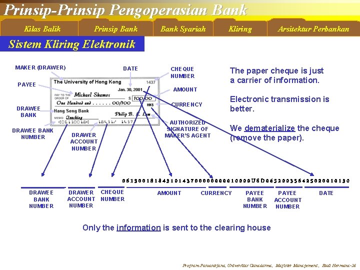 Prinsip-Prinsip Pengoperasian Bank Kilas Balik Prinsip Bank Syariah Kliring Arsitektur Perbankan Sistem Kliring Elektronik