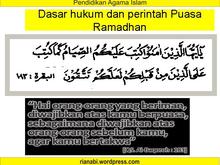 Dasar hukum dan perintah Puasa Ramadhan 
