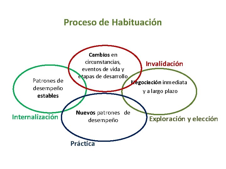 Proceso de Habituación Patrones de desempeño estables Internalización Cambios en circunstancias, eventos de vida