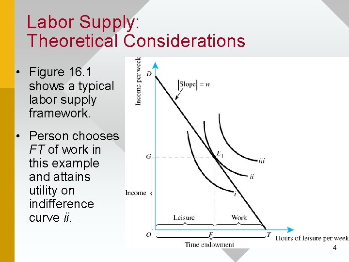 Labor Supply: Theoretical Considerations • Figure 16. 1 shows a typical labor supply framework.