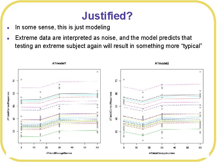Justified? l l In some sense, this is just modeling Extreme data are interpreted
