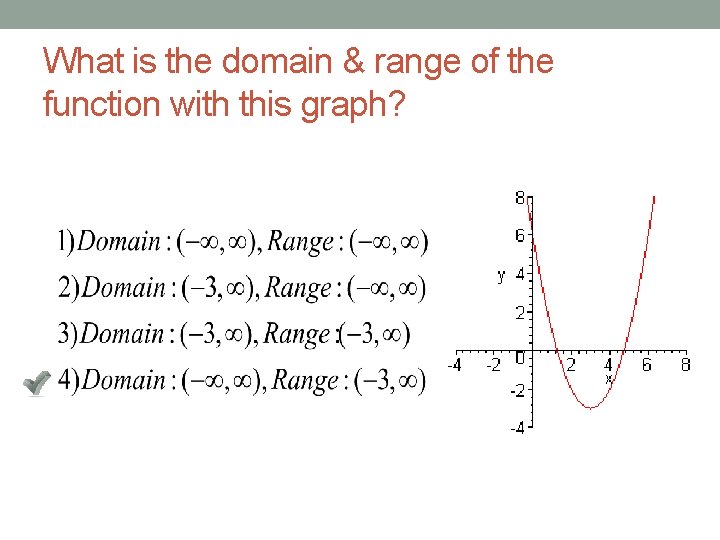 What is the domain & range of the function with this graph? 