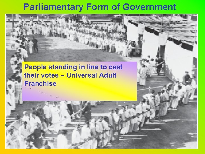 Parliamentary Form of Government People standing in line to cast their votes – Universal