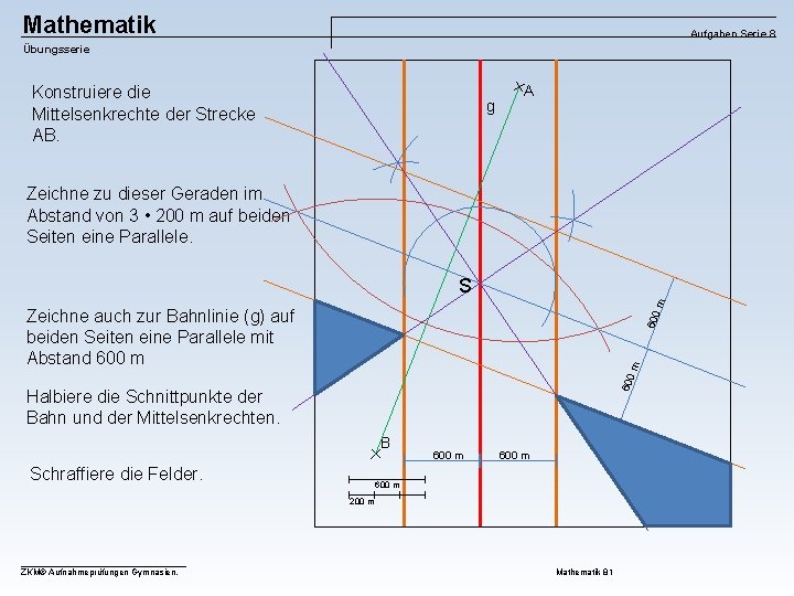 Mathematik Aufgaben Serie 8 Übungsserie Konstruiere die Mittelsenkrechte der Strecke AB. g A Zeichne