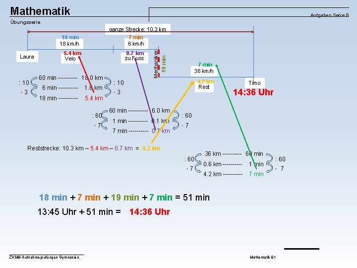 Mathematik Aufgaben Serie 8 Übungsserie Laura : 10 3 5. 4 km Velo 0.