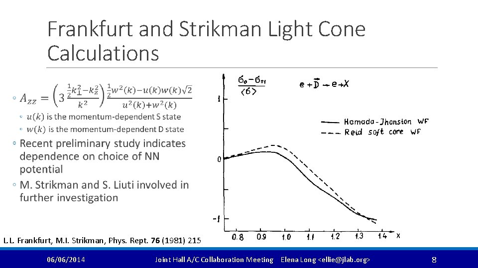 Frankfurt and Strikman Light Cone Calculations L. L. Frankfurt, M. I. Strikman, Phys. Rept.