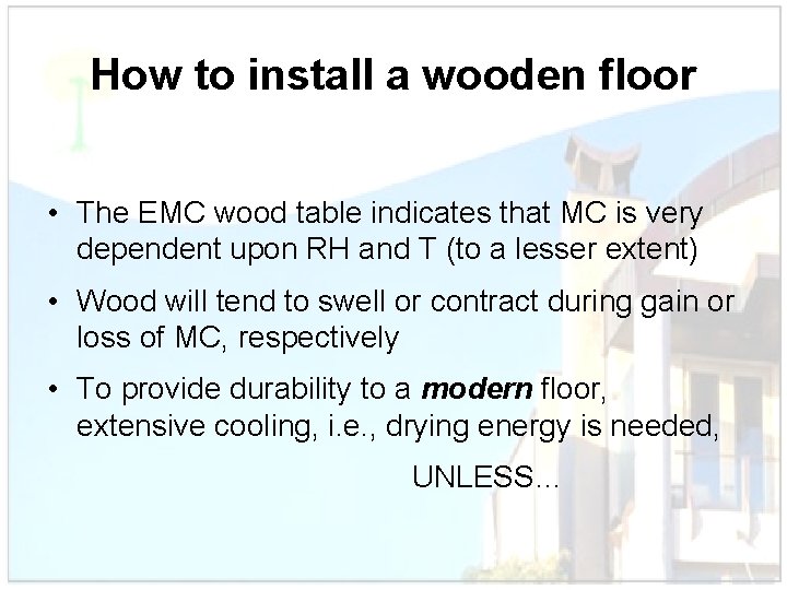 How to install a wooden floor • The EMC wood table indicates that MC