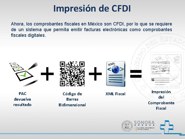 Impresión de CFDI Ahora, los comprobantes fiscales en México son CFDI, por lo que