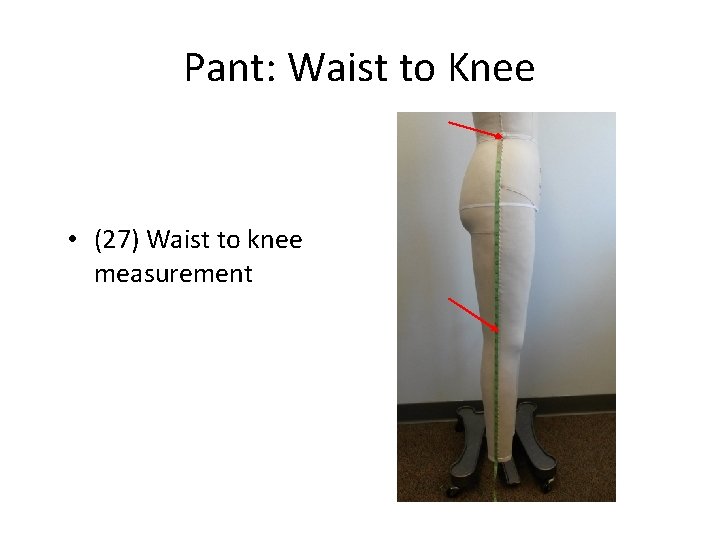 Pant: Waist to Knee • (27) Waist to knee measurement 