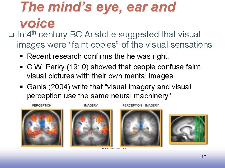 q The mind’s eye, ear and voice th In 4 century BC Aristotle suggested